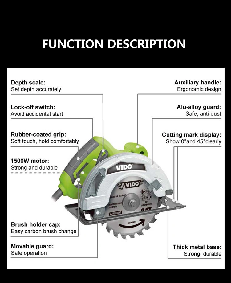 Vido 1500W Circular Saw